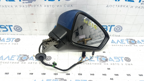 Зеркало боковое правое в сборе VW Tiguan 18-19 6+2 пинов, BSM, поворотник, подогрев, синее, царапины