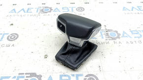 Ручка КПП Audi A4 B9 17-25 с верхней серой накладкой, кожа, серая, потерта, царапина