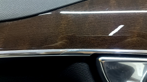 Panou decorativ ușă spate stânga Volvo XC90 16-23 piele neagră, inserție din lemn, fără perdea, zgârieturi, rupturi