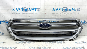 Решетка радиатора grill Ford Escape MK3 17-19 рест, серая, с хромом, с эмблемой, песок, царапины на эмблеме, напыление краски, сломаны направляющие