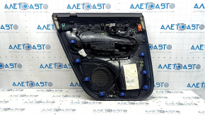 Panou decorativ ușă, spate dreapta, Volvo XC90 16-23, piele neagră, inserție din lemn, cotieră din piele neagră, fără cortină, cu iluminare din spate, cu buton de închidere centralizată, zgârieturi, r