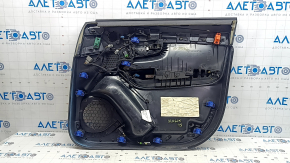Panou decorativ ușă față stânga Volvo XC90 16-22 piele neagră, inserție din lemn, element de fixare rupt, zgârieturi