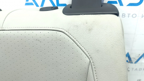 Спинка заднего ряда сидений 2 ряд левая VW Tiguan 18-21 кожа серая, перфорация, с ремнем, замята, сломано крепление накладки, под химчистку