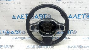 Volan din piele neagră Volvo XC90 16-23, fără încălzire sau padele pentru schimbarea vitezelor, zgârieturi
