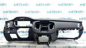 Торпедо передняя панель с AIRBAG Volvo XC90 17-25 тип 1, черная, с простой проекцией, царапины