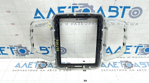 Ornamente panou frontal Volvo XC90 16-23, ramă monitor, negru lucios, crom, zgârieturi, crăpături la elementele de fixare, îndoitură