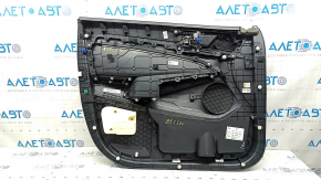 Panou decorativ ușă, față dreapta, Hyundai Tucson 19-21, negru, inserție neagră, cotiera din piele neagră, zgârieturi