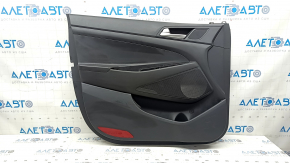 Panou ușă stânga față pentru Hyundai Tucson 19-21, negru, inserție neagră, cotiera din piele neagră, zgârieturi, uzură