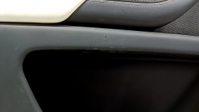 Panou ușă stânga față Tesla Model X 22-25, negru, cu inserție din piele albă, zgârieturi pe plastic, rupturi în piele, elemente de fixare rupte, necesită curățare chimică