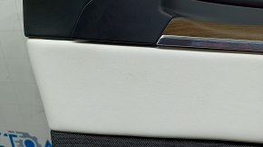 Обшивка двери карточка передняя правая Tesla Model X 22-26 черная, с белой вставкой кожа, вставка под дерево, вставка ткань, динамик, управление стеклоподъемником, надломано крепление, под чистку, п