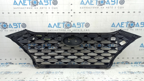 Решетка радиатора grill в сборе Hyundai Tucson 19-21 черный мат, обрамление серебро, с эмблемой, песок