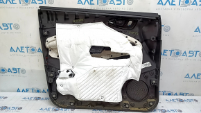 Обшивка двери карточка передняя правая Ford Escape MK3 17-19 рест, черная, подлокотник кожа черная, вставка пластик, хром ручка, с ручкой, царапины