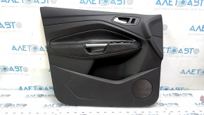 Panou ușă stânga față pentru Ford Escape MK3 2017-2019, negru, cotieră din piele neagră, inserție plastic, mâner cromat, cu mâner, zgârieturi