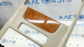 Накладка центральной консоли верхняя Lexus RX300 RX330 RX350 RX400h 04-08 бежевая, вставки под светлое дерево, трещины в креплениях