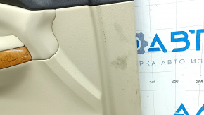 Обшивка двери карточка передняя левая Lexus RX300 RX330 RX350 RX400H 04-09 беж, с бежевой вставкой, подлокотник беж кожа, молдинг под дерево глянец, с пленкой под дерево, с ручкой, с карманом, царапин