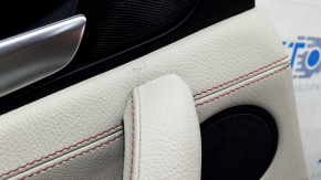 Ornamente ușă, spate stânga, BMW X3 F25 11-17, negru, inserție din piele elfenbein-weiss cu cusături roșii, fără perdea, zgârieturi, necesită curățare