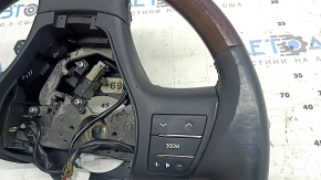 Руль голый Lexus RX350 RX450h 10-15 кожа черная, темное дерево, с кнопками, с управлением круиз-контролем, с накладками, потерт, царапины