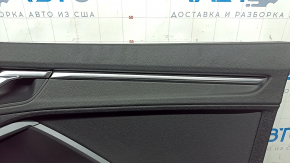 Обшивка двери карточка передняя правая Audi Q3 83A 19-25 черная, вставка черная кожа, подлокотник черная кожа, хром молдинги, с ручкой, молдинг под ручку графит, Bang&Olufsen, под чистку