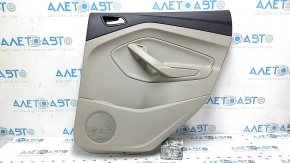 Panou ușă spate dreapta pentru Ford Escape MK3 2017-2019, bej, inserție plastic bej, cotiera din piele bej, cu mâner