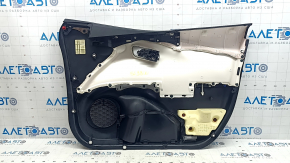 Обшивка двери карточка передняя левая Toyota Prius 50 16-22 черная с серой вставкой, с подлокотником кожа, с ручкой, царапины
