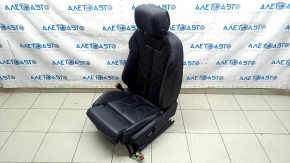 Водительское сидение Audi Q3 83A 19-25 с airbag, S-Line, электрическое, механическая подпорка коленей, подогрев, кожа черная, вставки алькантара, белая строчка, царапины на пластике, под чистку
