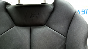 Пассажирское сидение Audi Q3 83A 19-25 с airbag, S-Line, электрическое, механическая подпорка коленей, подогрев, кожа черная, вставки алькантара, белая строчка, царапины на пластике, под чистку