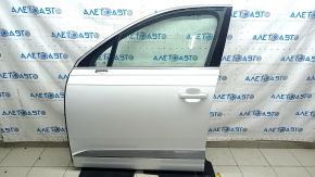 Дверь в сборе передняя левая Audi Q7 16-19 алюминий, keyless, белый LC9A, серый мат накладка, царапины
