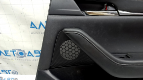 Обшивка двери карточка задняя правая Mazda 3 19-22 4d кожа черная, Mexico built, с ручкой и накладкой, под чистку, царапины