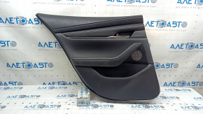 Обшивка двери карточка задняя левая Mazda 3 19-22 4d кожа черная, Mexico built, с ручкой и накладкой, под чистку, царапины
