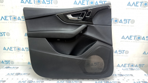 Panou ușă stânga față pentru Audi Q7 16-19, negru, inserție din piele neagră, cotieră din piele neagră, ornamente negre lucioase și ornamente din lemn închis (stejar gri-maro), cu mâner, zgârieturi