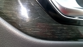 Panou ușă stânga față pentru Audi Q7 16-19, negru, inserție din piele neagră, cotieră din piele neagră, ornamente negre lucioase și ornamente din lemn închis (stejar gri-maro), cu mâner, zgârieturi