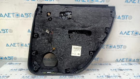 Ornamente ușă spate stânga Audi Q7 16-19 negru, inserție piele neagră, cotiera piele neagră, ornamente negru lucios și lemn închis (stejar gri-maro), cu mâner, zgârieturi