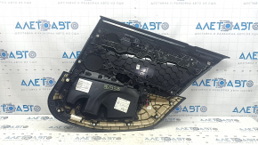 Ansamblu panou ușă spate stânga pentru BMW 5 G30 17-22 piele neagră, cotieră și inserție piele neagră, ornament din lemn lucios