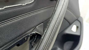 Ansamblu panou ușă stânga față BMW 5 G30 17-23 piele neagră, cotieră și inserție piele neagră, mulaj sub lemn lucios, sub memorie, zgârieturi, mâner slăbit, rupturi