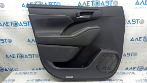 Panou ușă stânga față, Toyota Highlander 20-25, piele neagră, XLE, XSE, inserție neagră, cotiera din piele neagră, cu mâner, zgârieturi, urme de uzură, necesită curățare