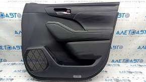 Обшивка двери карточка передняя правая Toyota Highlander 20-26 с ручкой, кожа черная, XLE, XSE, вставка черная, подлокотник кожа черная, царапины, под чистку, выцвела кожа