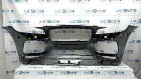 Бампер передний голый Jaguar F-Pace X761 17-20 под парктроники, омыватели фар, без Park Assist, Sport, белый, примят, царапины, трещины, нештатные отверстия, надломаны крепления