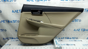Обшивка двери карточка задняя правая Toyota Camry v50 12-14 usa беж, с вставкой беж кожа, с ручкой, с подлокотником беж резина, царапины, под чистку