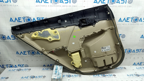 Обшивка двери карточка задняя правая Toyota Camry v50 12-14 usa беж, с вставкой беж кожа, с ручкой, с подлокотником беж резина, царапины, под чистку