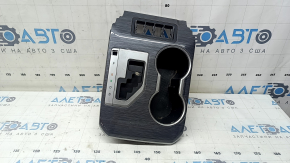 Накладка центральной консоли с подстаканниками Toyota Camry v50 12-14 usa под серое дерево, без заглушки, царапины, потертости