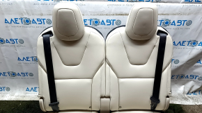 Задний ряд сидений 3 ряд Tesla Model X 16-21 кожа бежевая с черными ремнями, без airbag, электро, подогрев