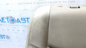 Обшивка спинки водительского сиденья Nissan Pathfinder 13-16 кожа бежевая, перфорация, под химчистку, замята