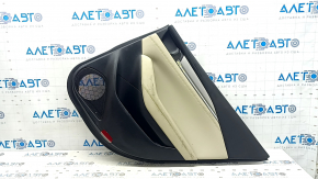 Mazda 6 18-21 panou ușă spate dreapta negru, cotieră și inserție piele bej, ornament gri cu crom, necesită curățare, zgârieturi