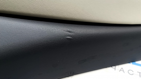 Panou ușă spate dreapta Tesla Model X 16-21, piele neagră și bej, ornament din lemn deschis la culoare, zgârieturi, lovituri, lac decojit pe lemn