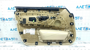 Обшивка двери карточка передняя правая BMW 5 F10 11-16 кожа Dakota бежевая Venetobeige, подсветка, вставка под дерево, хром, с ручкой, царапины