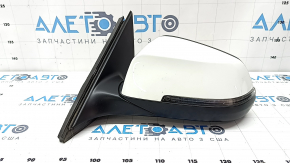 Зеркало боковое левое в сборе BMW 5 F10 14-16 5 пинов, поворотник, подогрев, автозатемнение, белое, трещины в стекле поворотника