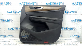 Обшивка двери карточка передняя правая VW Atlas 24-26 черная, черная кожа с белой строчкой, вставка под дерево, хром, подлокотник кожа черная, с подсветкой, с пищалкой, с ручкой, с накладками, царапин