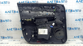 Обшивка двери карточка передняя правая VW Atlas 24-26 черная, черная кожа с белой строчкой, вставка под дерево, хром, подлокотник кожа черная, с подсветкой, с пищалкой, с ручкой, с накладками, царапин