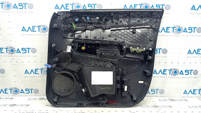 Panou ușă stânga față negru pentru VW Atlas 24-25, piele neagră cu cusături albe, ornamente din lemn, crom, cotieră din piele neagră, cu iluminare, cu buzer, cu mâner, cu suprapuneri, zgârieturi