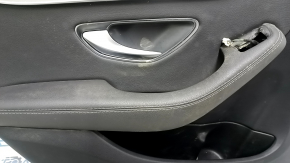 Обшивка двери карточка задняя левая Mercedes C-class W205 19-21 кожа темно-серая без шторки, Burmester, вставка кожа темно-серая, подлокотник кожа -темно серая, молдинг серый, с ручкой, контакт с водо